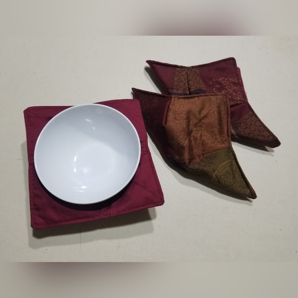 3 Bowl cozies, Holders, Burgundy, Handmade, Kitchen Linens, NWTAG